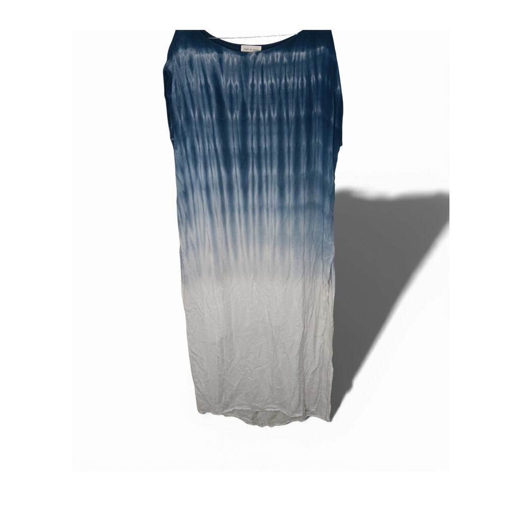 Cloth & Stone Blue Ombre Tie Dye Maxi Tank Dress L Oversized Made USA Boho - Picture 3 of 15